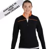 TS84H Half Zip Black Tracksuit With Orange Collar And Piping