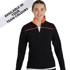 TS84H Half Zip Black Tracksuit With Orange Collar And Piping