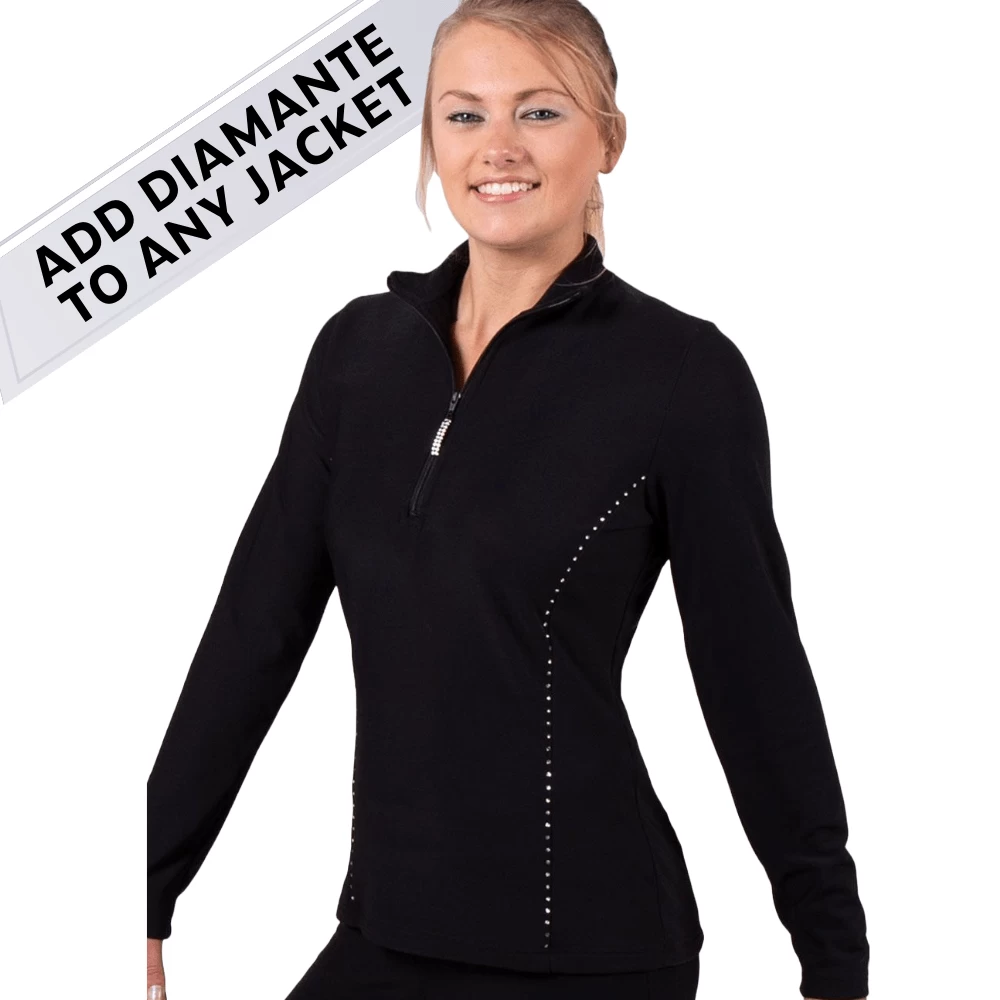 TS12H Half Zip: Team Tracksuit Jacket In Black With Diamante