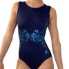 RAYA – P48:- Navy Blue Leotard With Flower Print
