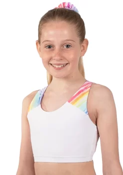 Crop Top In White Matt With Pastel Sunrise Straps