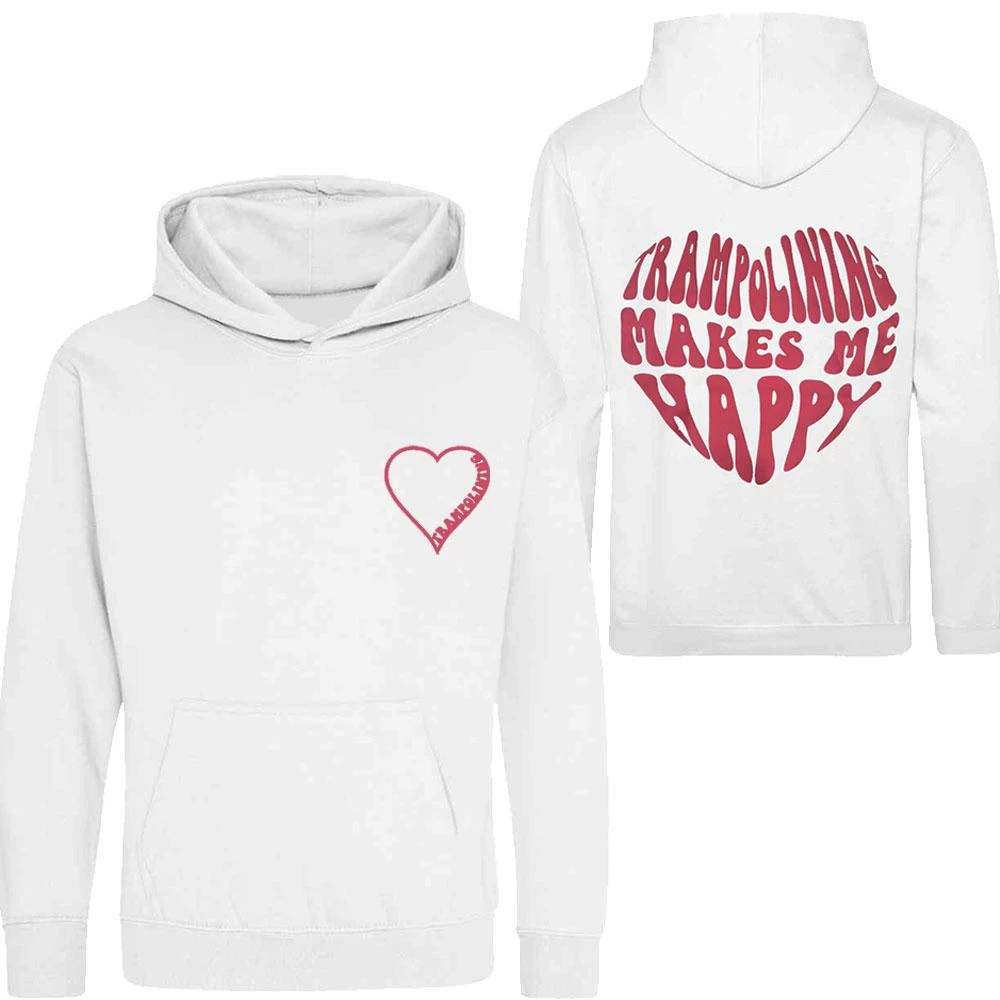 White Hoodie:- White Slogan Hoodie With Trampolining Print
