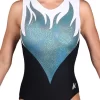 ERIKA – Z343: – Flame Chest Leotard In Ombre With Black And White Matt