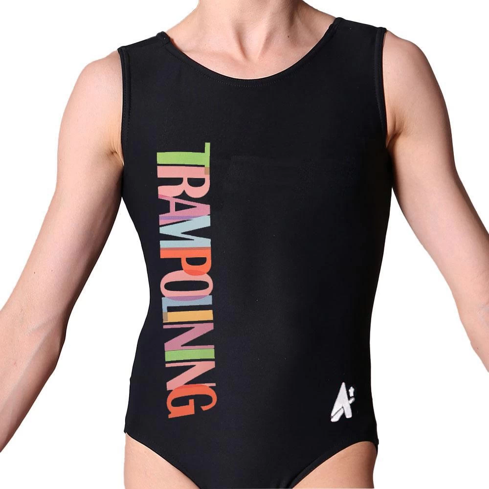 TRAMPOLINING:- Black Trampolining Leotard - Image 2