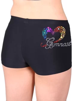 Black Matt Shorts With Gymnast Diamante