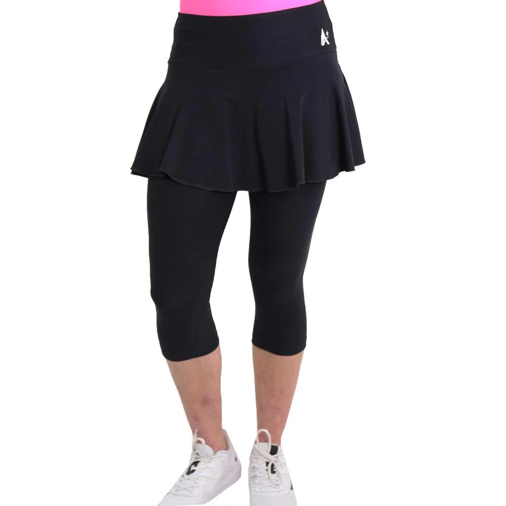 Black Matt Skort With Capri Leggings - Image 2