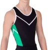 AARON BV695 :- Boys Gymnastics Leotard In Black, White And Green