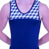 ROBBIE – BV407:- Boys Navy Leotard With Geo Metric Pattern Top