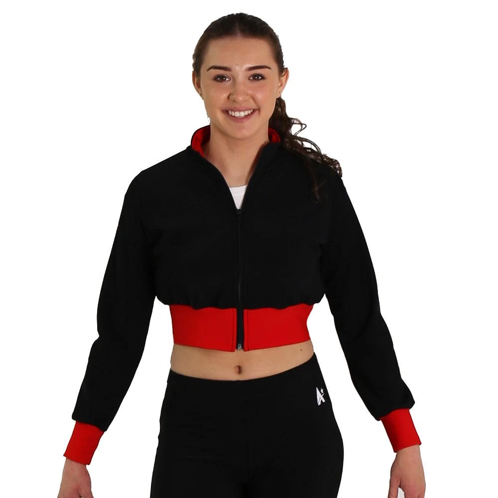 TS83C Cropped Tracksuit Jacket : With Contrast Waistband And Cuffs - Image 4