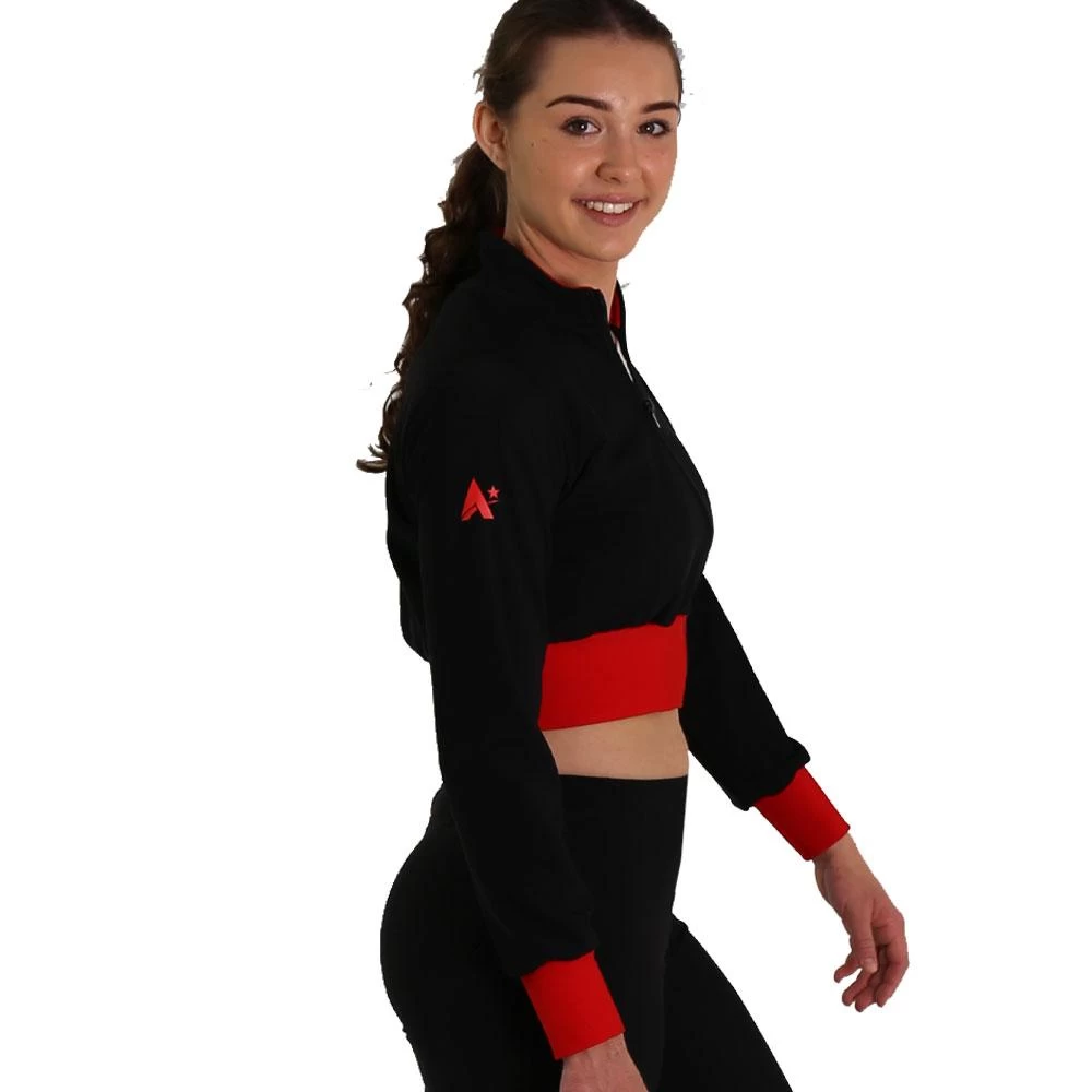 TS83C Cropped Tracksuit Jacket : With Contrast Waistband And Cuffs - Image 3