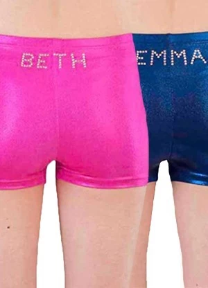 Shimmer Gym Shorts With Diamante Name