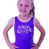 DRAMA QUEEN – P32:- Drama Queen Printed Leotard On Purple Lycra