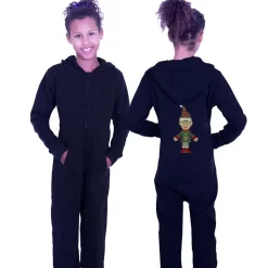 Black Onesie With Cute Elf Print