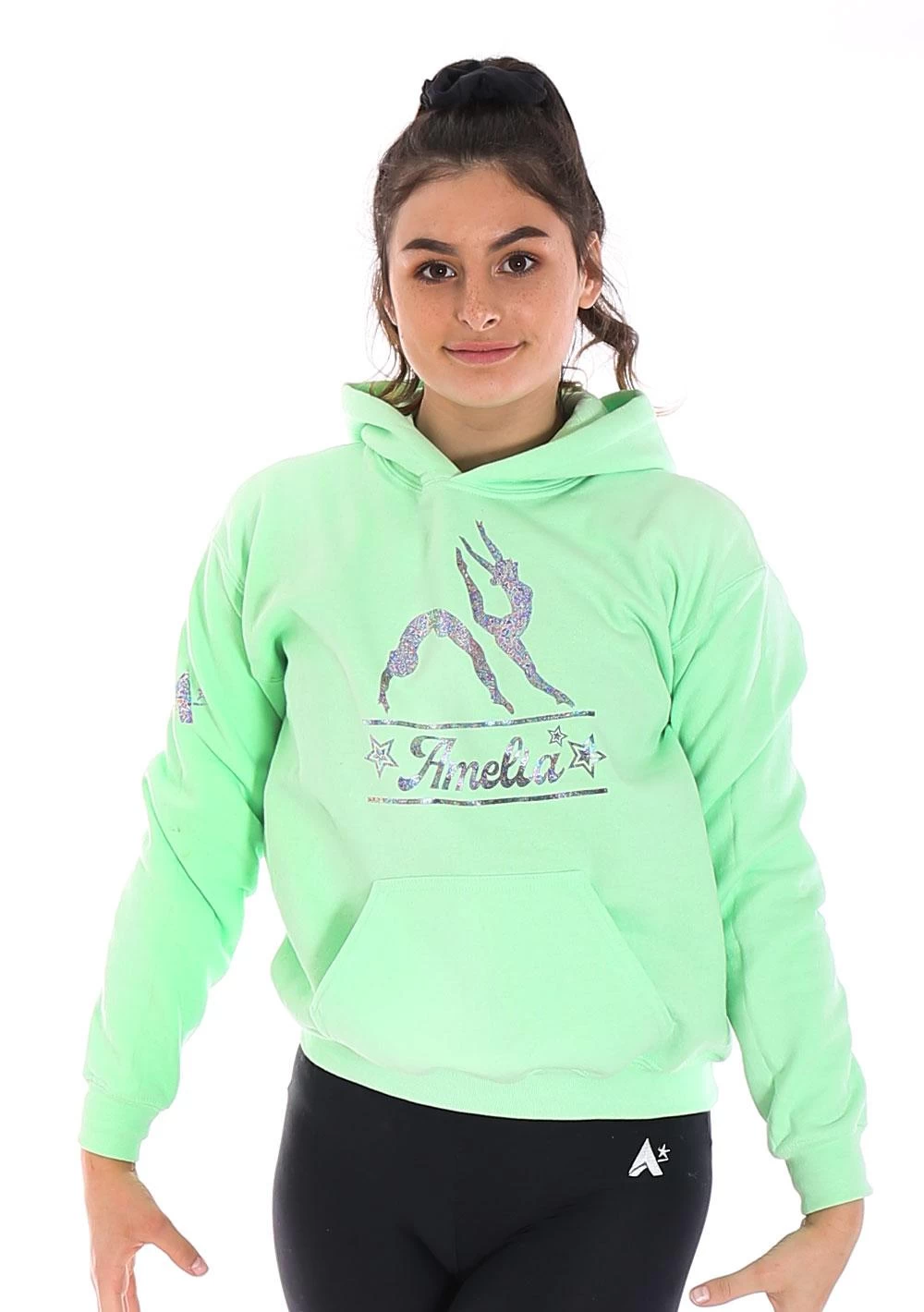 Mint Hoodie With Gymnast Print – Personalise With A Name - Image 2