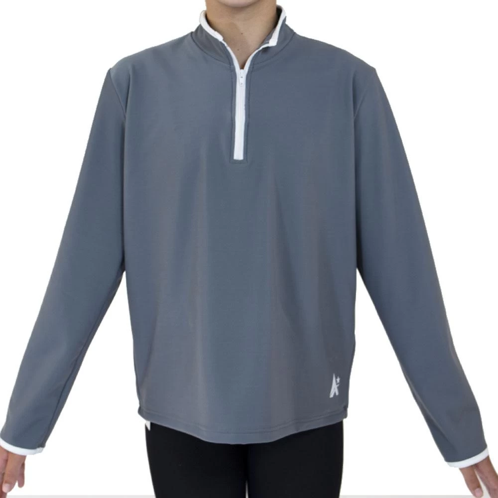 TS06H Grey Half Zip Tracksuit Jacket With White Detailing - Image 2