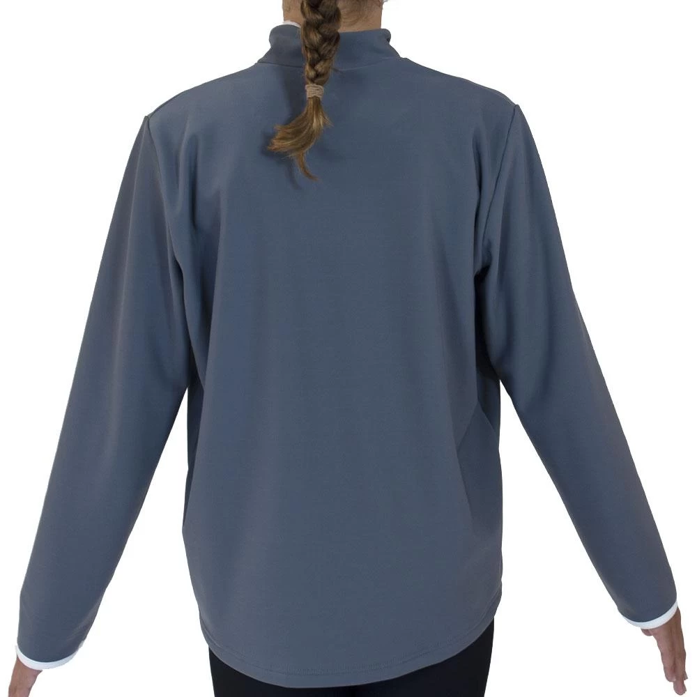 TS06H Grey Half Zip Tracksuit Jacket With White Detailing - Image 3