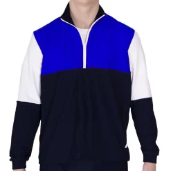 TS87HB Boys Half Zip Tracksuit Jacket: In White, Black And Red