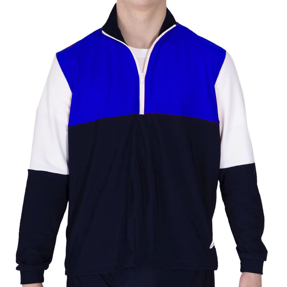 TS87HB Boys Half Zip Tracksuit Jacket: In White, Black And Red