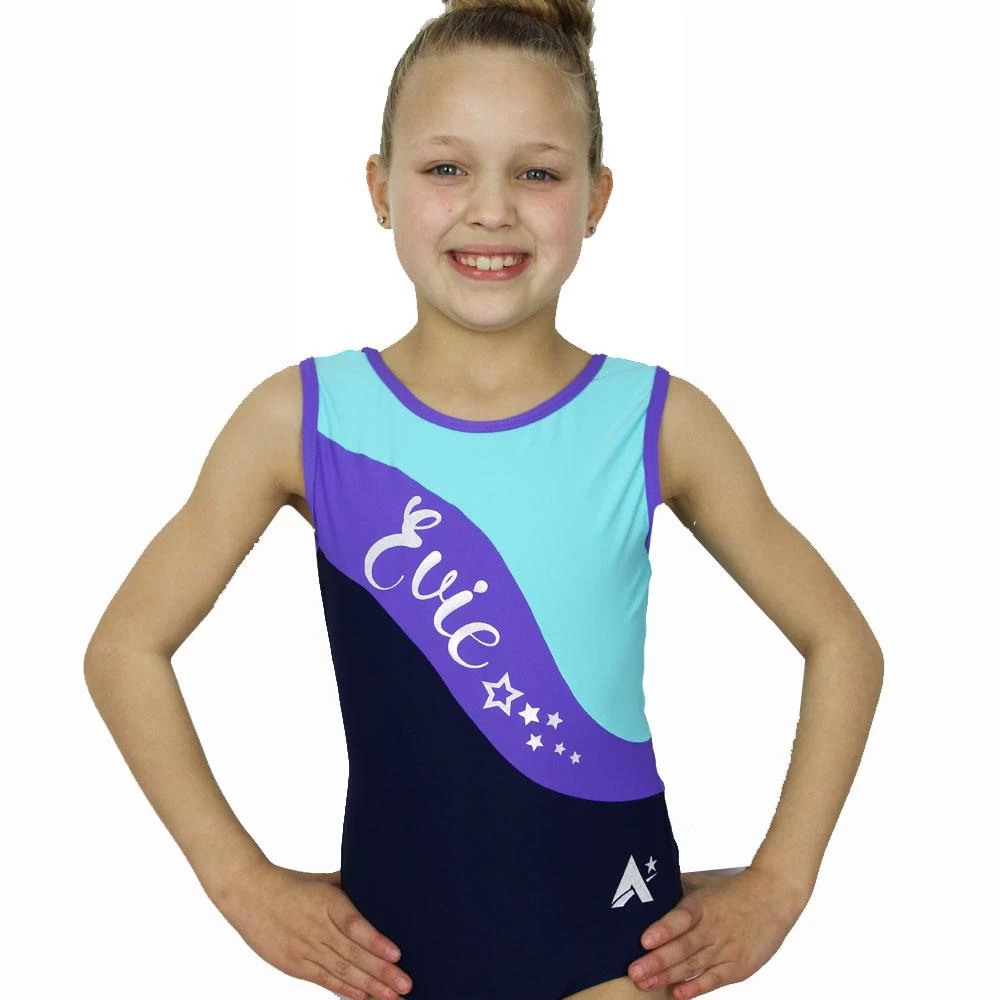 Personalised Leotard:- Gorgeous Blue And Purple Leotard Personalised With Your Name! - Image 2