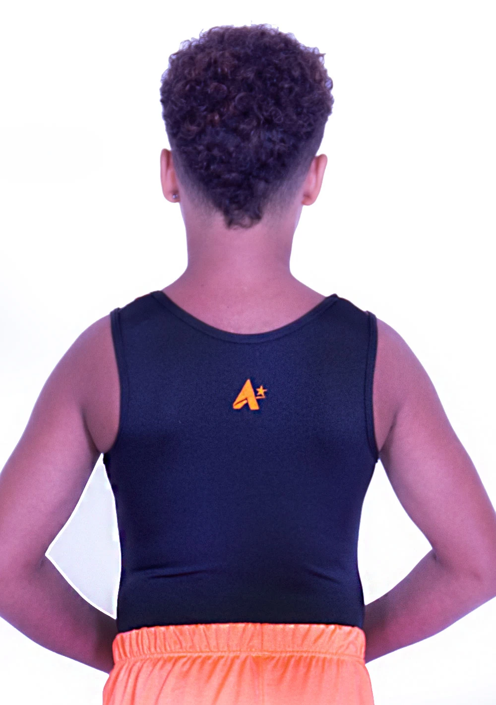 ROBBIE – BV407:- Boys Sleeveless Leotard In Black Shiny Lycra With Monster Top - Image 3