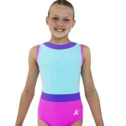 HANNAH Z719:- Pink And Aqua Training Leotard