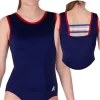 LOUISE Z690:- Navy Girls Leotard, Open Back Leotard