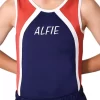 HARRY – BV154:- Mens Leotard In Navy, Red And White With Printed Name