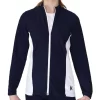 TS12 Navy Zipped Jacket: With White Contrast Panel