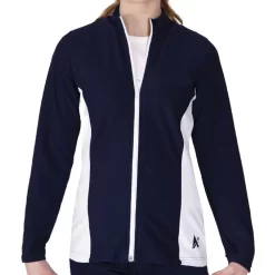 TS12 Navy Zipped Jacket: With White Contrast Panel