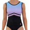 ESME Z663:- Short Sleeved Gymnastics Leotard In Blue To Pink Ombre