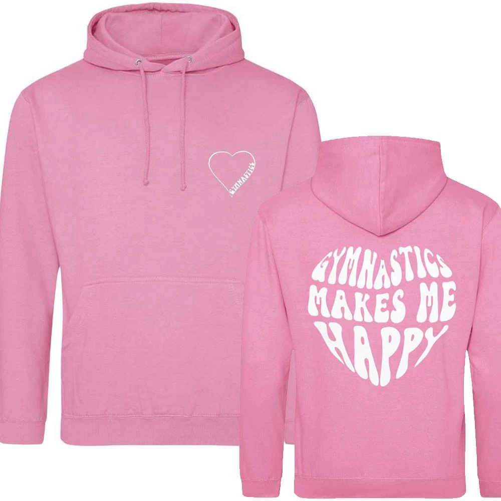 Gymnastics Hoodie:- Pink Hoodie With Gymnastics Motif