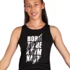 Ladies/Girls Black Vest With Born To Be A Gymnast Print