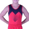 CHARLIE – BV617:- Red And Black Shiny Lycra Leotard With Print
