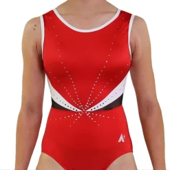 JASMINE – Z644:- Red Sleeveless Leotard