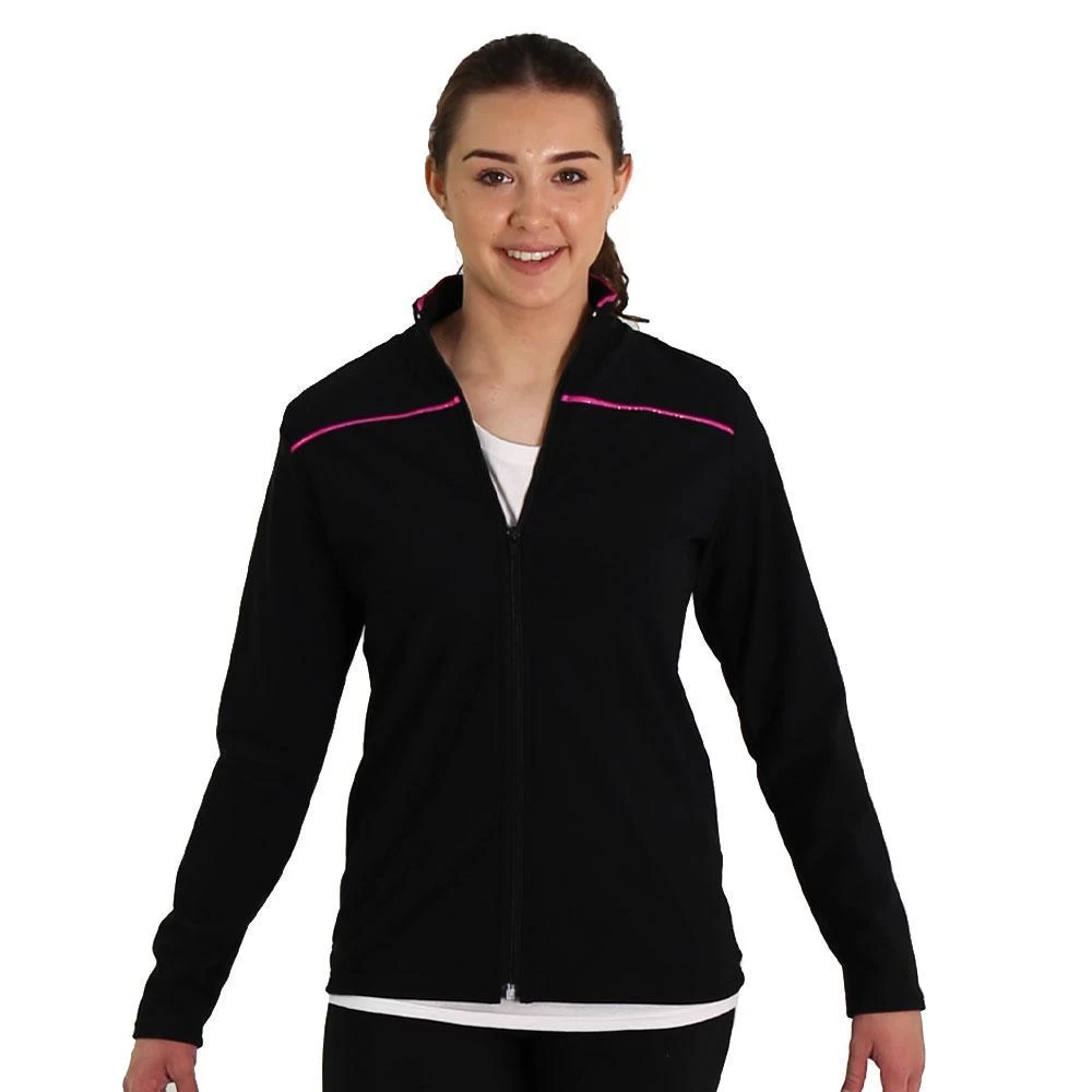 TS84 Black Girls Tracksuit Jacket With Lipstick Shimmer Detail
