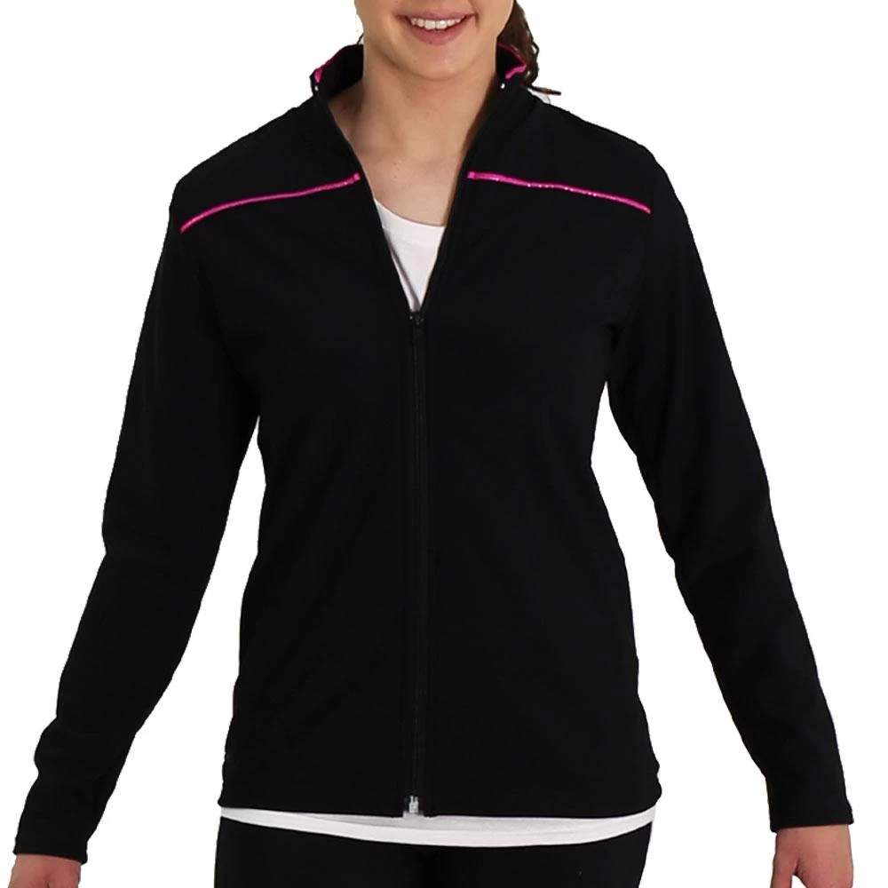 TS84 Black Girls Tracksuit Jacket With Lipstick Shimmer Detail - Image 3