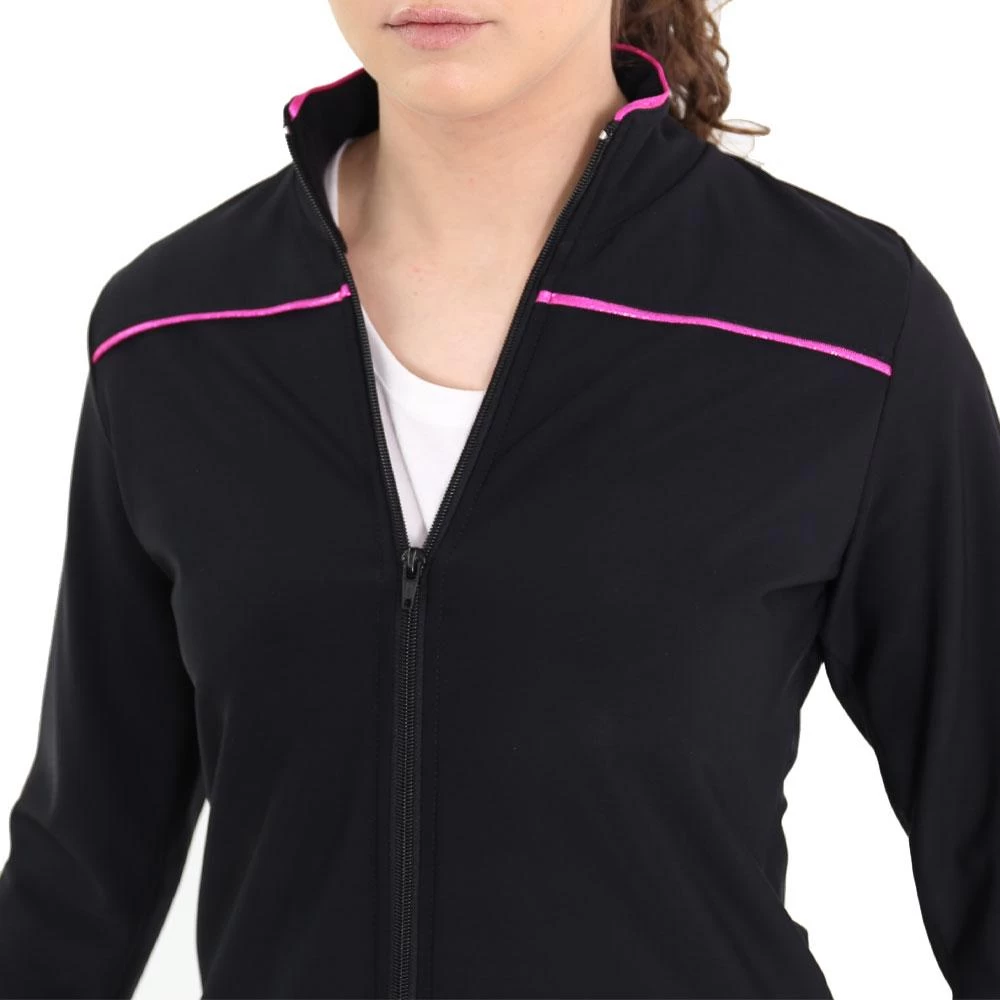 TS84 Black Girls Tracksuit Jacket With Lipstick Shimmer Detail - Image 5