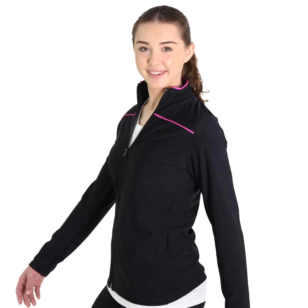 TS84 Black Girls Tracksuit Jacket With Lipstick Shimmer Detail - Image 2