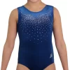 LULA – SPD53:- Teal Velour Blue Leotard With Diamante