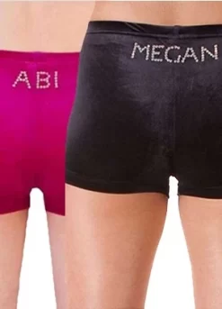 Velour Shorts With Diamante Name